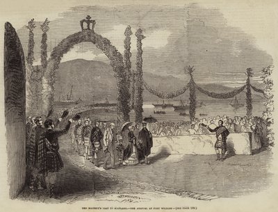 महामहिम की स्कॉटलैंड यात्रा, फोर्ट विलियम में आगमन (उत्कीर्णन) द्वारा अंग्रेजी स्कूल