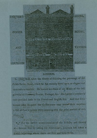 होटल डे ला सलोनीयर; जैक्वियर्स होटल, लीसेस्टर स्क्वायर, लंदन द्वारा अंग्रेजी स्कूल