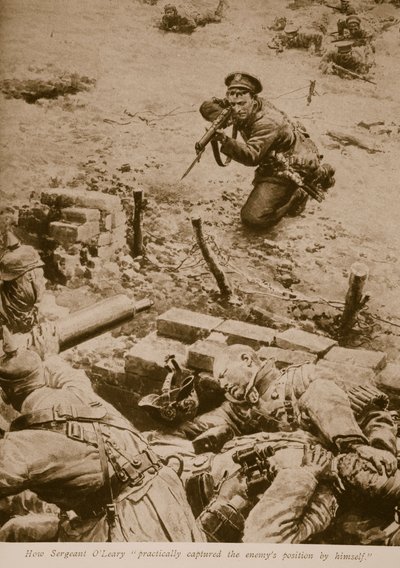 सार्जेंट ओ लेरी ने व्यावहारिक रूप से खुद को 1914-19 द्वारा एनीमी स्थिति पर कब्जा कर लिया द्वारा अंग्रेजी स्कूल