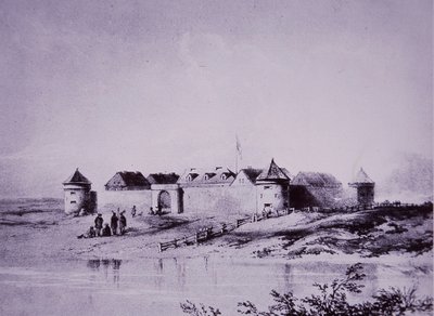 1845 में हडसन की बे कंपनी, अपर फोर्ट गैरी द्वारा अंग्रेजी स्कूल