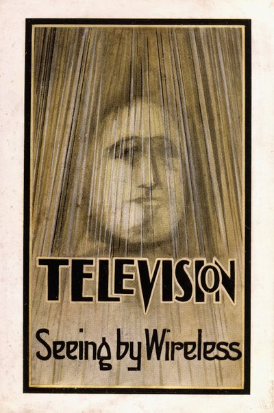 "टेलीविजन, 1926" के पहले संस्करण के लिए इलस्ट्रेटेड डस्ट-जैकेट द्वारा अंग्रेजी स्कूल