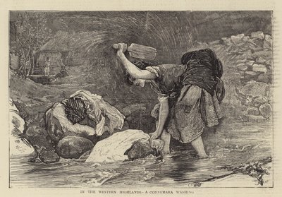 पश्चिमी हाइलैंड्स में, एक कोनेमारा धुलाई (उत्कीर्णन) द्वारा अंग्रेजी स्कूल