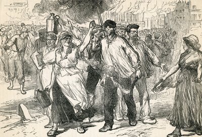 विद्रोहियों, पेरिस की सड़कों को कासल्स इलस्ट्रेटेड हिस्ट्री, 1872 से लिया गया द्वारा अंग्रेजी स्कूल