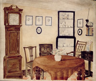 एंटीक डीलर्स हाउस का इंटीरियर, c.1870 (wc पेपर पर) द्वारा अंग्रेजी स्कूल