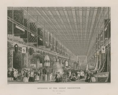 महान प्रदर्शनी का इंटीरियर, 1851, पूर्व की ओर पश्चिम छोर द्वारा अंग्रेजी स्कूल