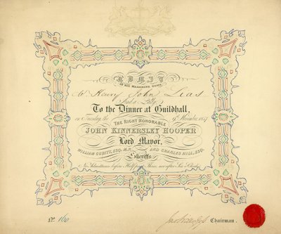 9 नवंबर 1847 को लंदन के गिल्डहॉल में एक भोज के लिए निमंत्रण द्वारा अंग्रेजी स्कूल