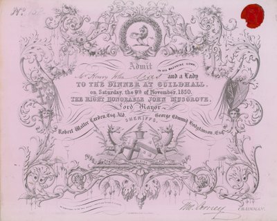 9 नवंबर 1850 को लंदन के गिल्डहॉल में एक भोज के लिए निमंत्रण द्वारा अंग्रेजी स्कूल
