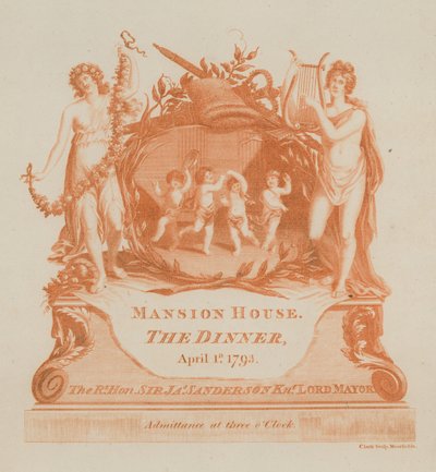 1 अप्रैल 1793 को लंदन के मेंशन हाउस में रात्रि भोज का निमंत्रण द्वारा अंग्रेजी स्कूल