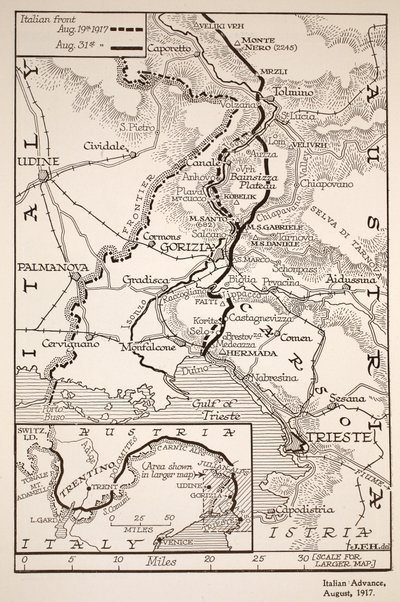 इतालवी अग्रिम, अगस्त 1917 द्वारा अंग्रेजी स्कूल