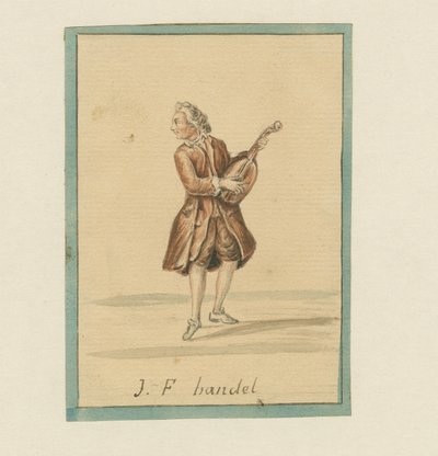 JF Handel, 19 वीं सदी के मध्य (कलम और स्याही, क्रेयॉन और कागज पर धोएं) द्वारा अंग्रेजी स्कूल