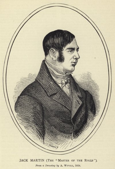 जैक मार्टिन, मास्टर ऑफ़ द रोल्स, फ्रॉम अ ड्रॉइंग ए ए विविल, 1824 द्वारा अंग्रेजी स्कूल