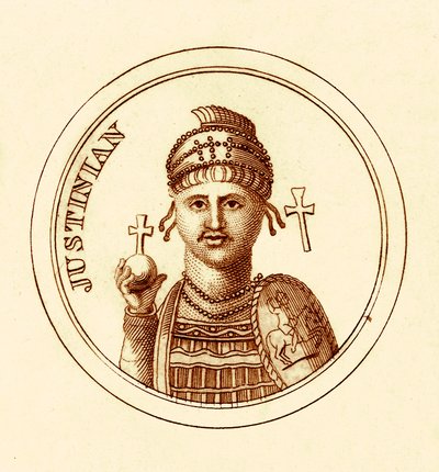 जस्टिन क्रैब, जॉर्ज क्रैब द्वारा द यूनिवर्सल हिस्टोरिकल डिक्शनरी का चित्रण, 1825 में प्रकाशित (डिजिटल रूप से बढ़ी हुई छवि) द्वारा अंग्रेजी स्कूल