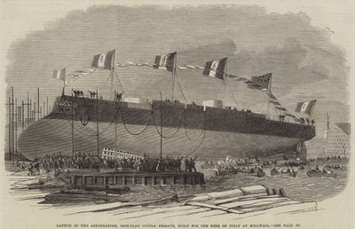 Affondatore की शुरूआत, आयरन-क्लैड कपोला फ्रिगेट, इटली के राजा के लिए मिल्वाल, 1865 में निर्मित द्वारा अंग्रेजी स्कूल