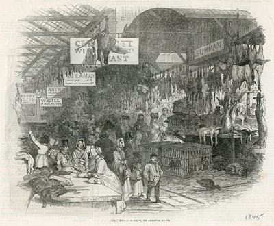 लीडेनहॉल मार्केट क्रिसमस की पूर्व संध्या, 1845 पर द्वारा अंग्रेजी स्कूल