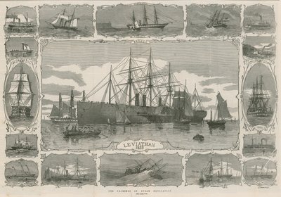 लेविथान 1858; स्टीम नेवी की प्रगति दिखाने वाली छवियों का असेंबल द्वारा English School