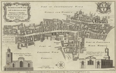 Aldersgate वार्ड का नक्शा, लंदन शहर द्वारा English School
