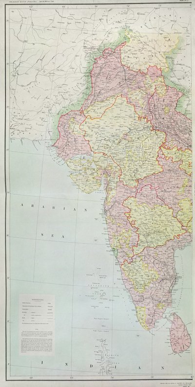 भारत का मानचित्र, कर्नल एचआर थिलियर, आरई, भारत के सर्वेयर जनरल, 1877 के निर्देशन में प्रकाशित हुआ द्वारा English School
