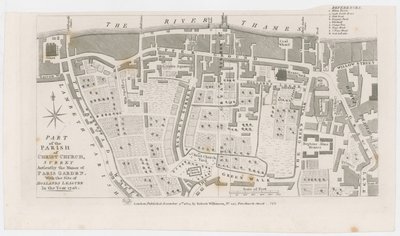 आर विल्किंसन, 1822 द्वारा पेरिस गार्डन की जागीर दिखाते हुए नक्शा द्वारा English School