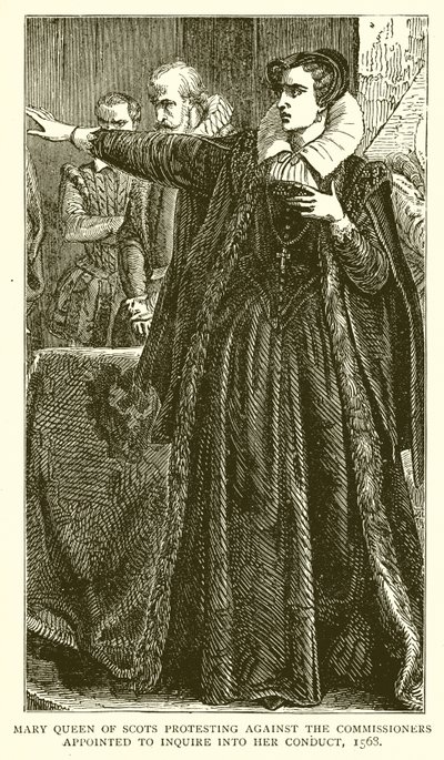 कमिश्नर के खिलाफ विरोध कर रही मैरी क्वीन ऑफ़ स्कॉट्स ने उसके आचरण, 1568 में पूछताछ की द्वारा अंग्रेजी स्कूल