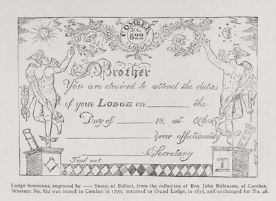 मेसोनिक लॉज सम्मन, दिनांक 1796 द्वारा अंग्रेजी स्कूल