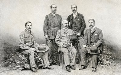 सर हेनरी मोर्टन स्टेनली के एमिन पाशा रिलीफ अभियान, 1890 (लकड़ी की नक्काशी) के सदस्य द्वारा English School