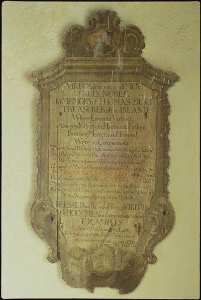 थॉमस ड्यूक को स्मारक, 1750 (चित्रित लकड़ी) द्वारा English School