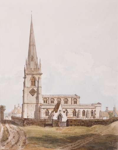 मिडलटन चेनी, चर्च का दक्षिण दृश्य, c.1820 (कागज पर स्याही और wc) द्वारा अंग्रेजी स्कूल