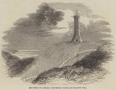 ब्लागडन हिल पर एडमिरल सर थॉमस हार्डी का स्मारक (उत्कीर्णन) द्वारा अंग्रेजी स्कूल