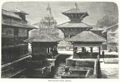 सबसे पवित्र टैंक, नेपाल (उत्कीर्णन) द्वारा अंग्रेजी स्कूल