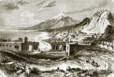 माउंट एटना (टॉरोमिनियम से देखा गया), सिसिली में द्वारा अंग्रेजी स्कूल