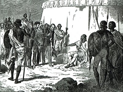 कासल के इलस्ट्रेटेड हिस्ट्री ऑफ इंग्लैंड, 1868 से किंग थिओडोर के साथ श्रीराम का साक्षात्कार द्वारा अंग्रेजी स्कूल
