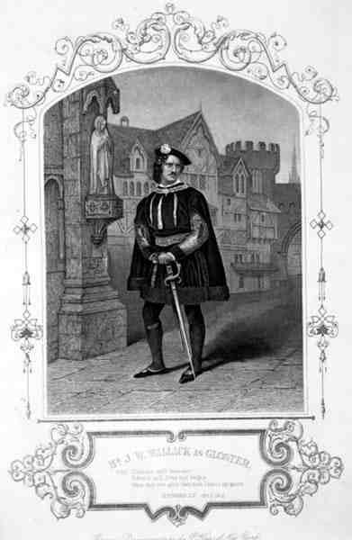 विलियम शेक्सपियर (1564-1616) द्वारा रिचर्ड III में ग्लोस्टर के रूप में मिस्टर जेडब्ल्यू वॉलैक, न्यूयॉर्क के पी. हाल्स द्वारा एक डग्युएरियोटाइप से (उत्कीर्णन) द्वारा अंग्रेजी स्कूल