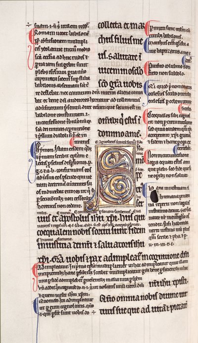 Ms.27, f.109v: न्यू टेस्टामेंट (वेल्लम) की एक चमकदार प्रति से पृष्ठ द्वारा अंग्रेजी स्कूल