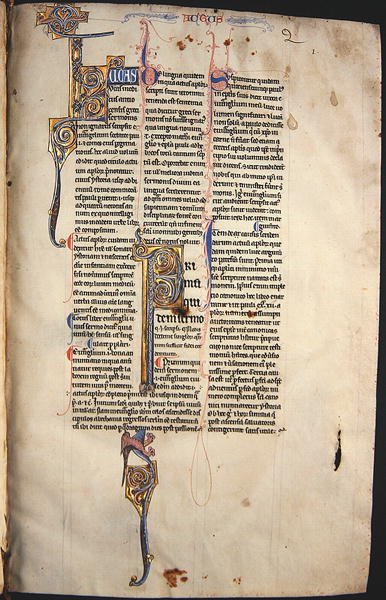 Ms.27, f.1r: न्यू टेस्टामेंट (वेल्लम) की एक चमकदार प्रति से पृष्ठ द्वारा अंग्रेजी स्कूल
