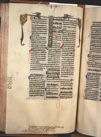 Ms.27, f.84v: न्यू टेस्टामेंट (वेल्लम) की एक चमकदार प्रति से पृष्ठ द्वारा अंग्रेजी स्कूल