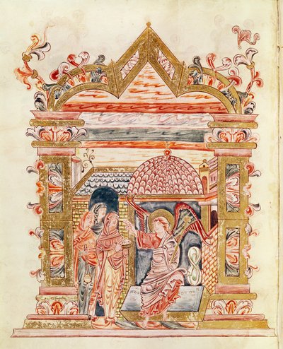 सुश्री 274 (Y-6) fol.72v जम्बेज के रॉबर्ट के मिसल से कब्र पर पवित्र महिला, c.1016 द्वारा अंग्रेजी स्कूल