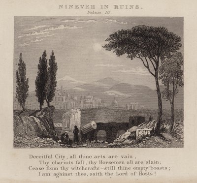 खंडहर में नीनवे, नहूम III (उत्कीर्णन) द्वारा अंग्रेजी स्कूल