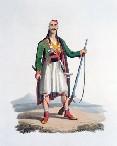 स्पाहिस का अधिकारी, 1818 (रंगीन एक्वाटिंट) द्वारा अंग्रेजी स्कूल