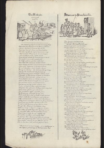 23 जुलाई 1835 को प्रकाशित ग्लासगो मेले के बारे में पत्रक से पृष्ठ (उत्कीर्णन) द्वारा अंग्रेजी स्कूल