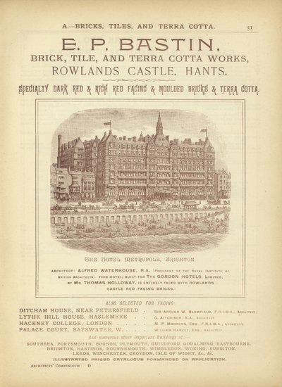 आर्किटेक्ट्स, सर्वेयर और इंजीनियर्स कम्पेंडियम 1892 से पेज द्वारा अंग्रेजी स्कूल