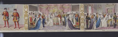 महारानी विक्टोरिया की शादी के चित्रमाला का हिस्सा, c.1840 (हाथ से रंगा हुआ एक्वाटिंट) द्वारा अंग्रेजी स्कूल
