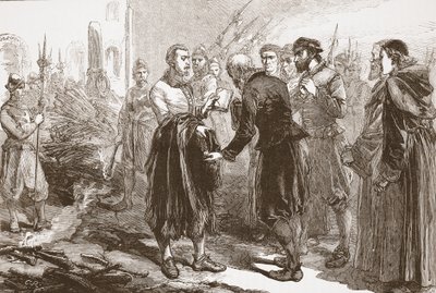 अपने मित्रों से पैट्रिक हैमिल्टन का हिस्सा, जेम्स एइटकेन वायली (1808-1890), पब द्वारा प्रोटेस्टेंटवाद के इतिहास से चित्रण 1878 द्वारा अंग्रेजी स्कूल
