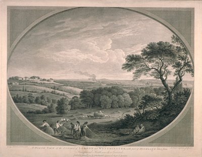 हाईगेट, 1780 के हिस्से के साथ वेस्टमिंस्टर के शहरों का देहाती दृश्य द्वारा अंग्रेजी स्कूल