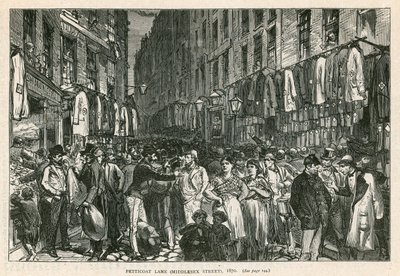 पेटीकोट लेन (मिडलसेक्स स्ट्रीट), लंदन, 1870 द्वारा अंग्रेजी स्कूल