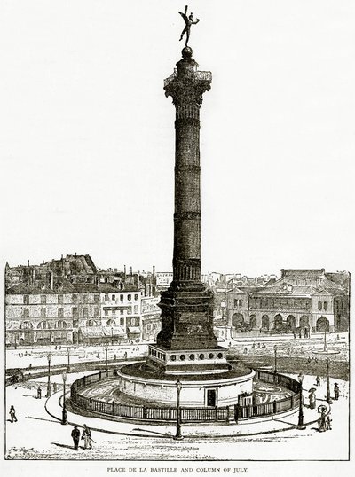 प्लेस डे ला बैस्टिल और कॉलम ऑफ़ जुलाई, एच। सदरलैंड एडवर्ड्स, 1893 द्वारा ओल्ड एंड न्यू पेरिस का चित्रण द्वारा अंग्रेजी स्कूल
