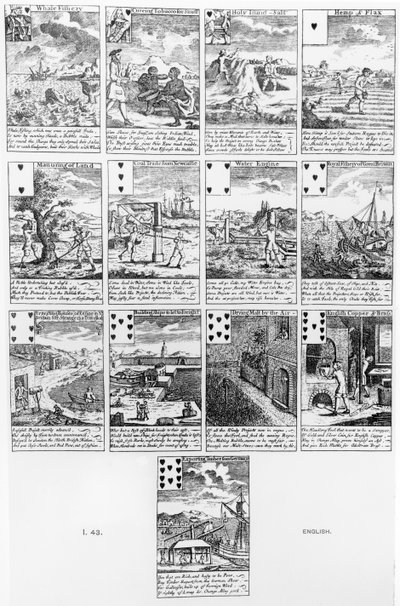 बबल उपक्रमों पर व्यंग्य करते हुए कार्ड बजाना, c.1720 द्वारा अंग्रेजी स्कूल
