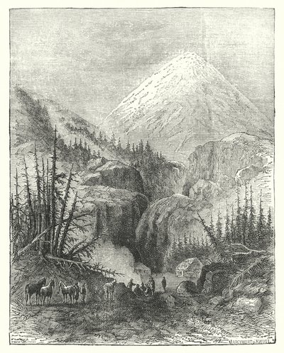 Popocatapetl, धूम्रपान पर्वत (उत्कीर्णन) द्वारा अंग्रेजी स्कूल