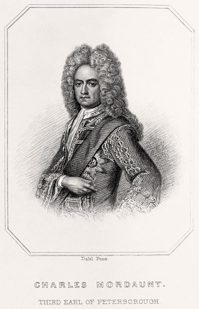 चार्ल्स मोर्डंट का पोर्ट्रेट, पीटरबरो का तीसरा अर्ल, 1835 द्वारा अंग्रेजी स्कूल