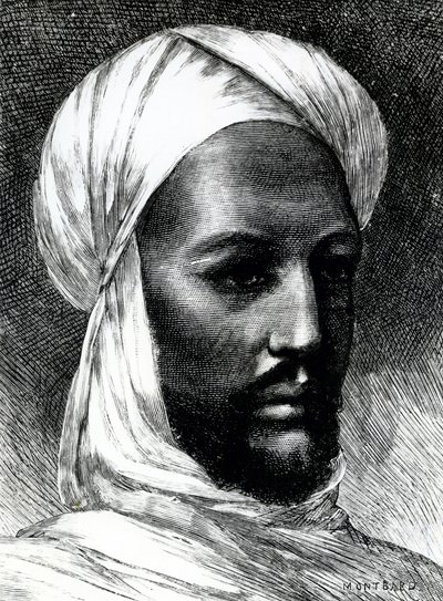 मुहम्मद अहमद का पोर्ट्रेट (1844-1885), जिसे महदी के नाम से जाना जाता है, 1884 में अंग्रेजों के खिलाफ युद्ध में दरवेशों के नेता, औपनिवेशिक युद्ध, सूडान द्वारा अंग्रेजी स्कूल