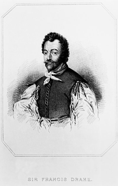 लॉजेस ब्रिटिश पोर्ट्रेट्स, 1823 से सर फ्रांसिस ड्रेक (154043-1596) का पोर्ट्रेट द्वारा अंग्रेजी स्कूल
